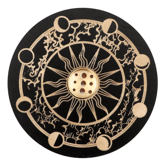 Moon Phases Wooden Incense Holder