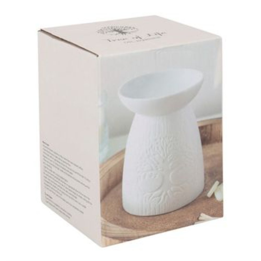 White Ceramic Tree of Life Oil / Wax Melt Burner