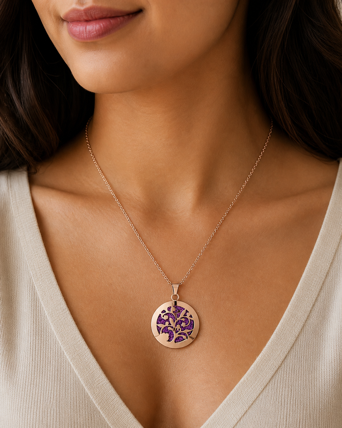 Rose Gold Coloured Stainless Steel Pendant Essential Oil Necklace