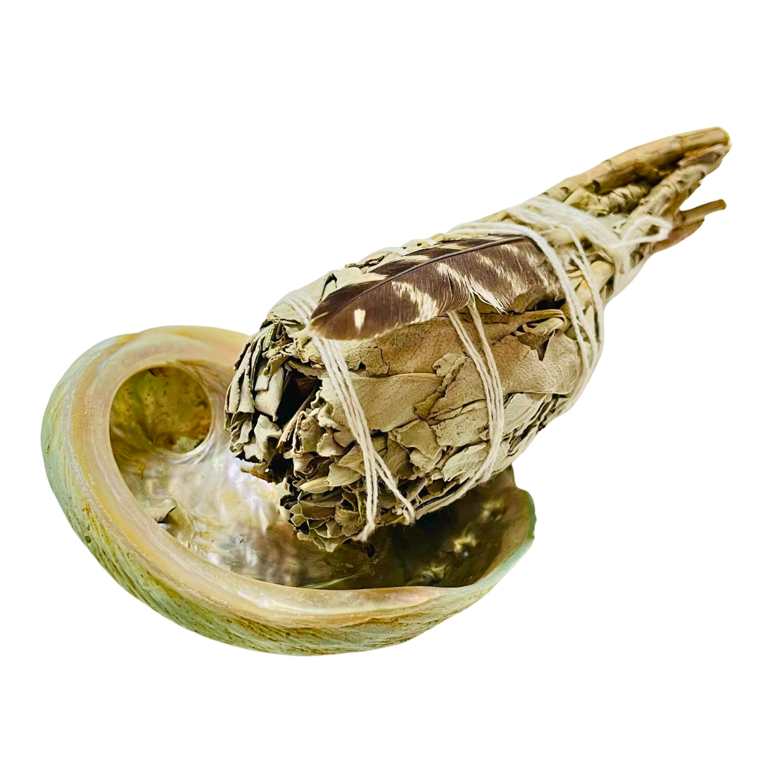 Mini White Sage and Abalone Shell Smudging Gift Set