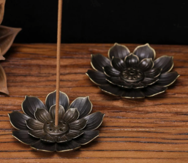 Small Lotus Bronze Incense Holder