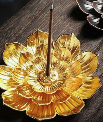Gold Lotus Incense Holder