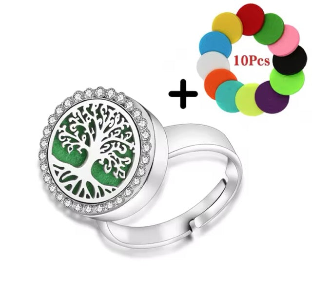 Adjustable Essential Oil Stainless Steel Tree of Life Ring