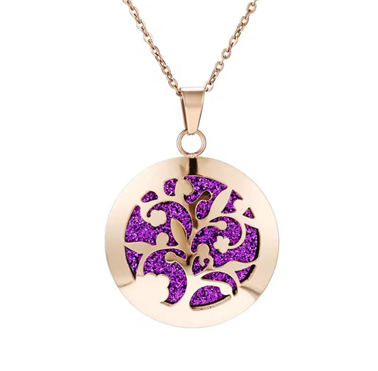Rose Gold Coloured Stainless Steel Pendant Essential Oil Necklace