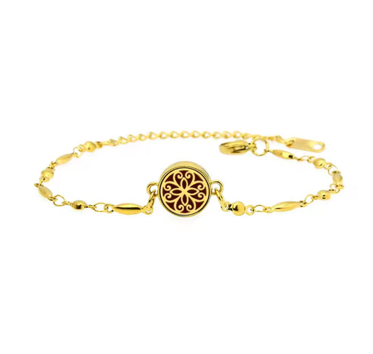 Petite Gold Coloured Stainless Steel Aromatherapy Bracelet