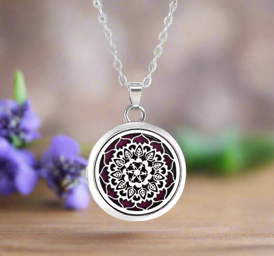 Stainless Steel Lotus Pendant Essential Oil Necklace