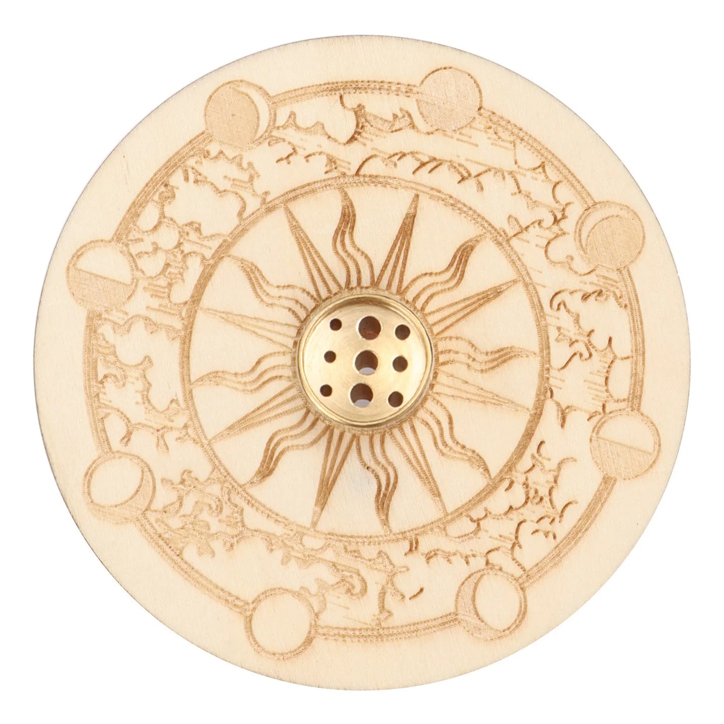 Moon Phases Wooden Incense Holder