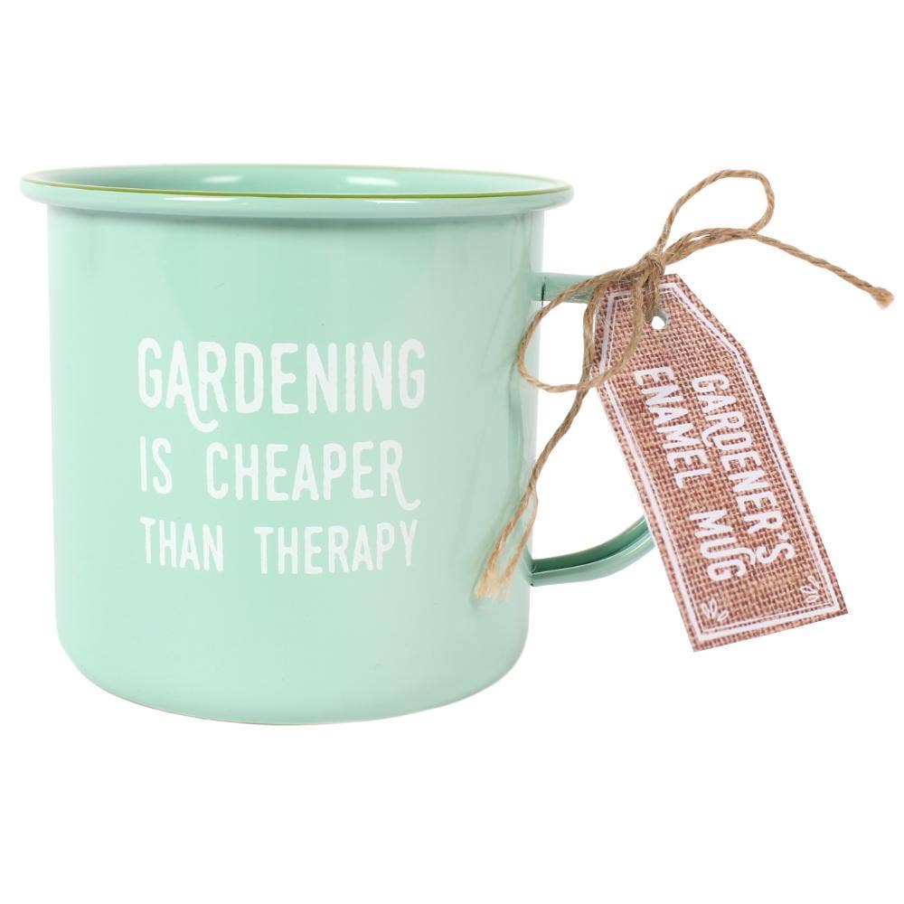 Gardening Therapy Enamel Mug – Mint Green