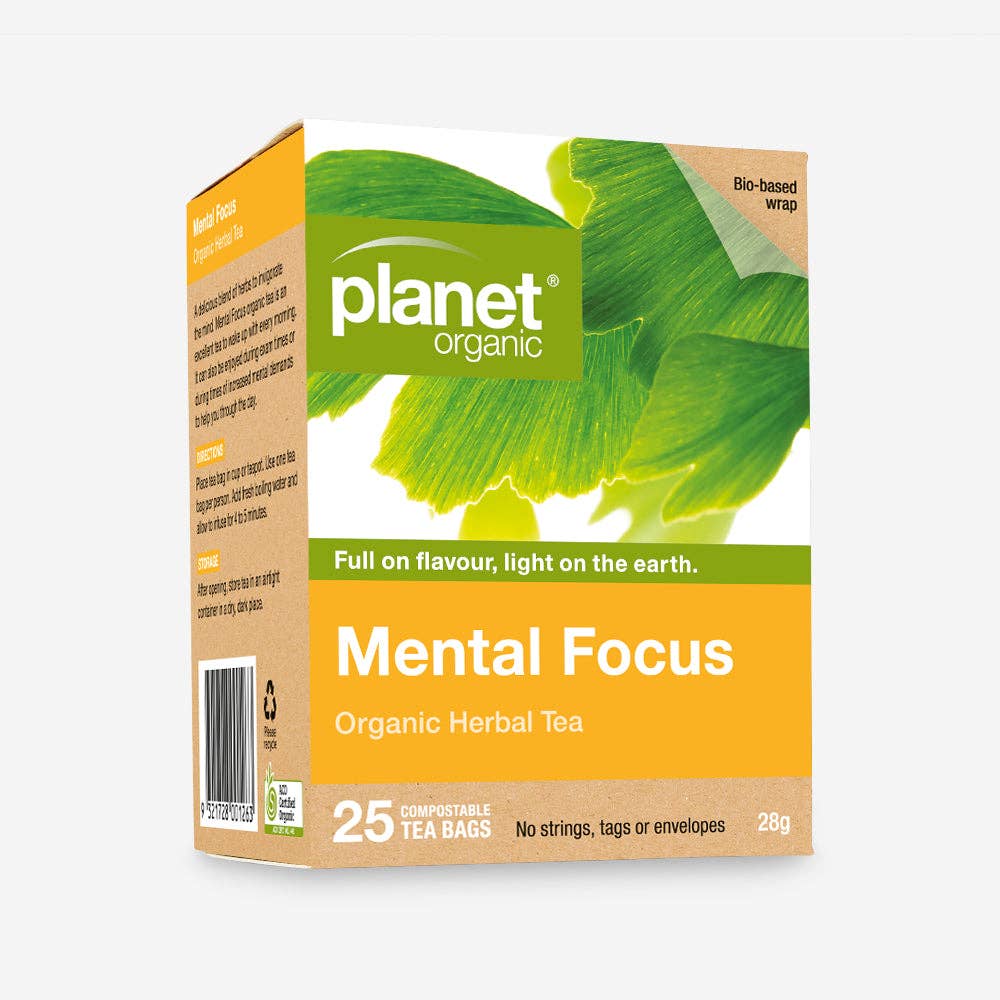 Planet Organic Mental Focus Tea Bags - 25 Herbal Bags