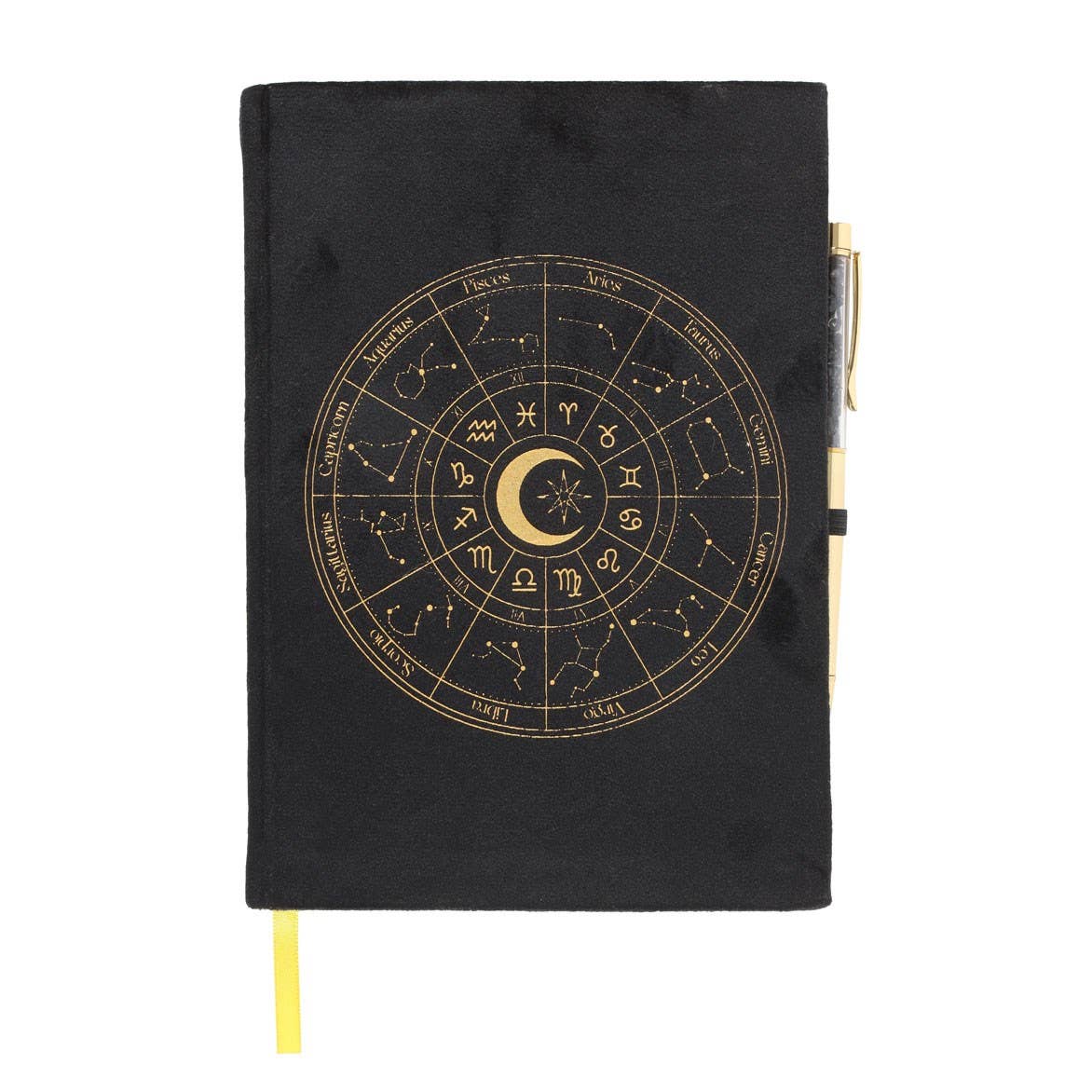 Astrology Wheel Velvet Journal & Obsidian Pen Set