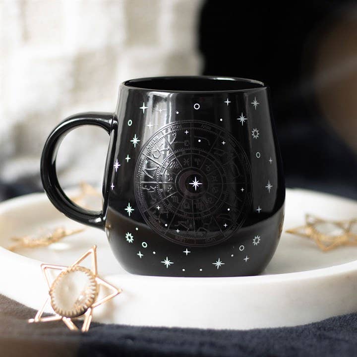 Astrology Wheel Heat Reveal Mug – Celestial Black