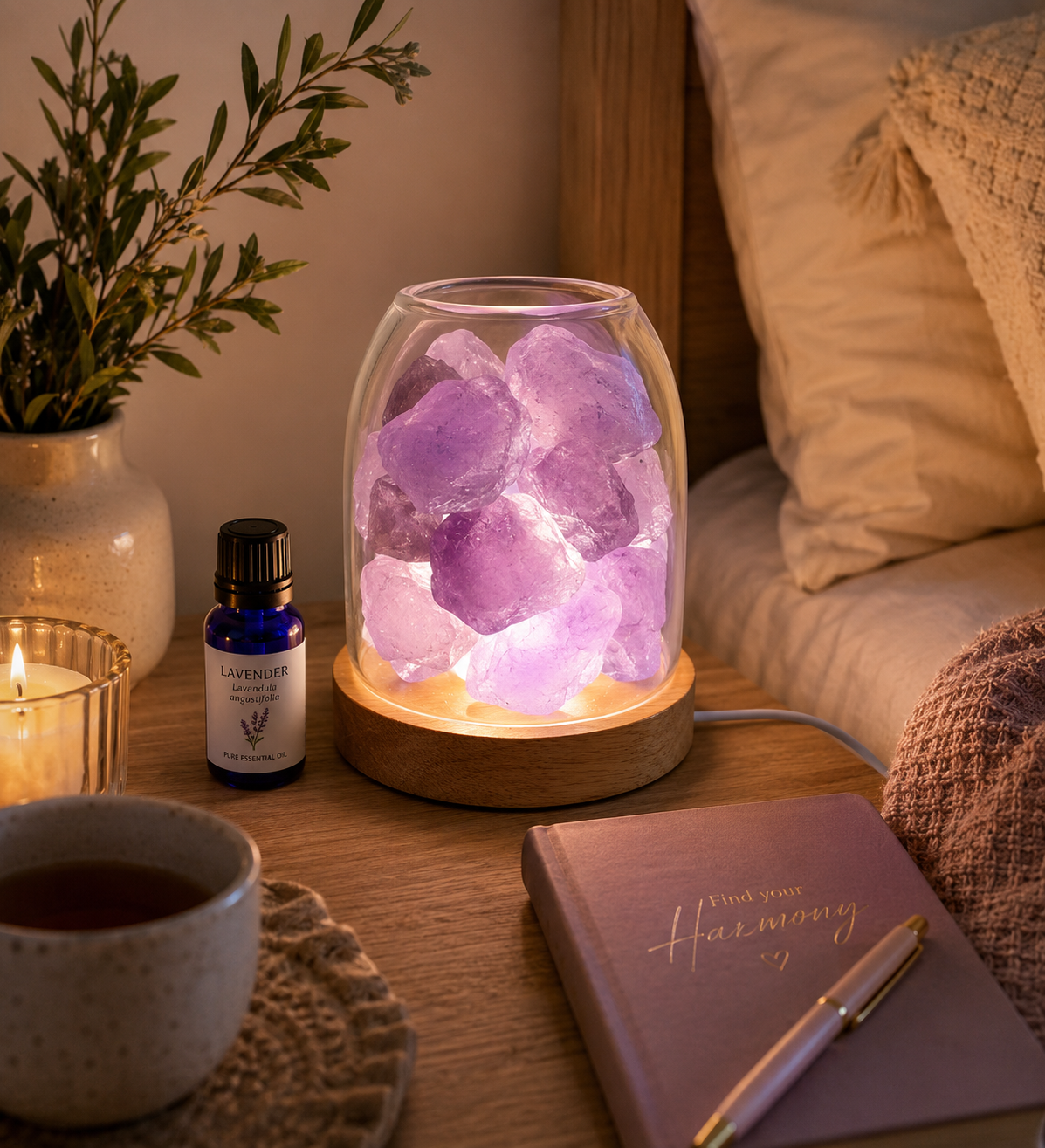 AURORA Crystal Essential Oil Diffuser | Real Amethyst 500g