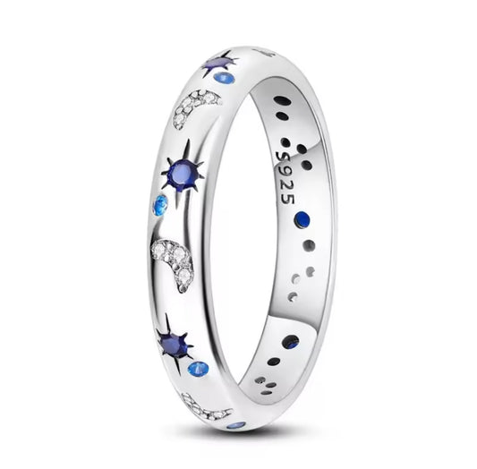 Celestial Sparkling Moon Sun Star Ring