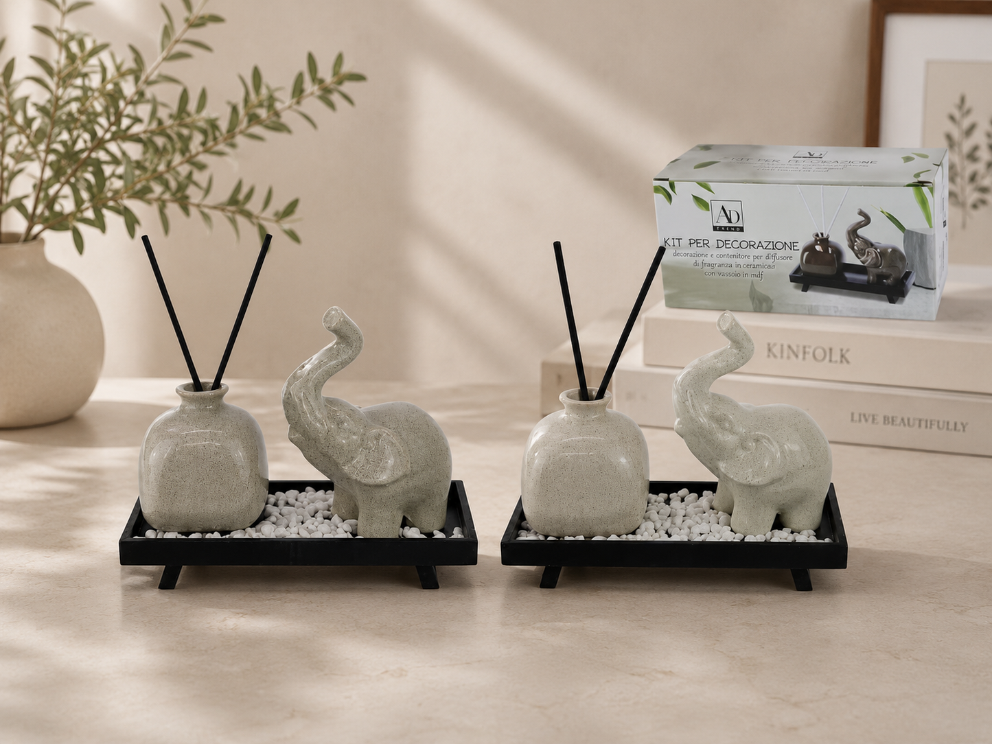 Ceramic Elephant and Reed Diffuser
