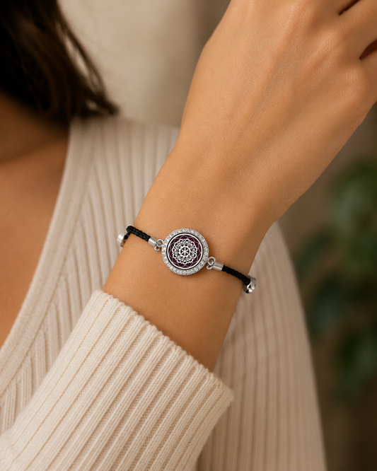 Leather and Stainless Steel Adjustable Aromatherapy Bracelet