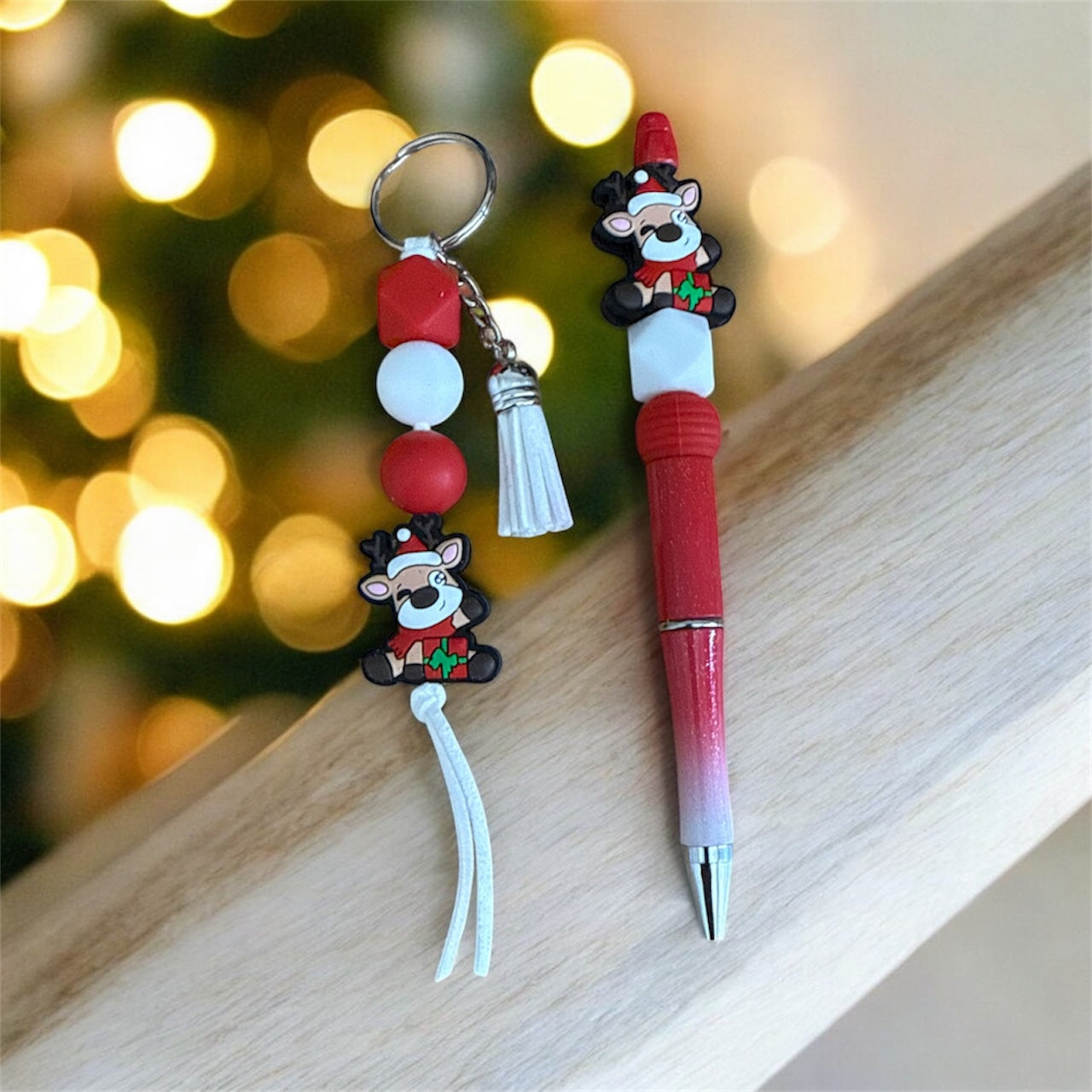 Christmas Reindeer Key Ring and Pen Set