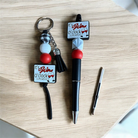 “It’s Wine O’Clock Somewhere” Pen & Keyring Gift Set