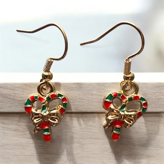 Candy Cane Christmas Earrings