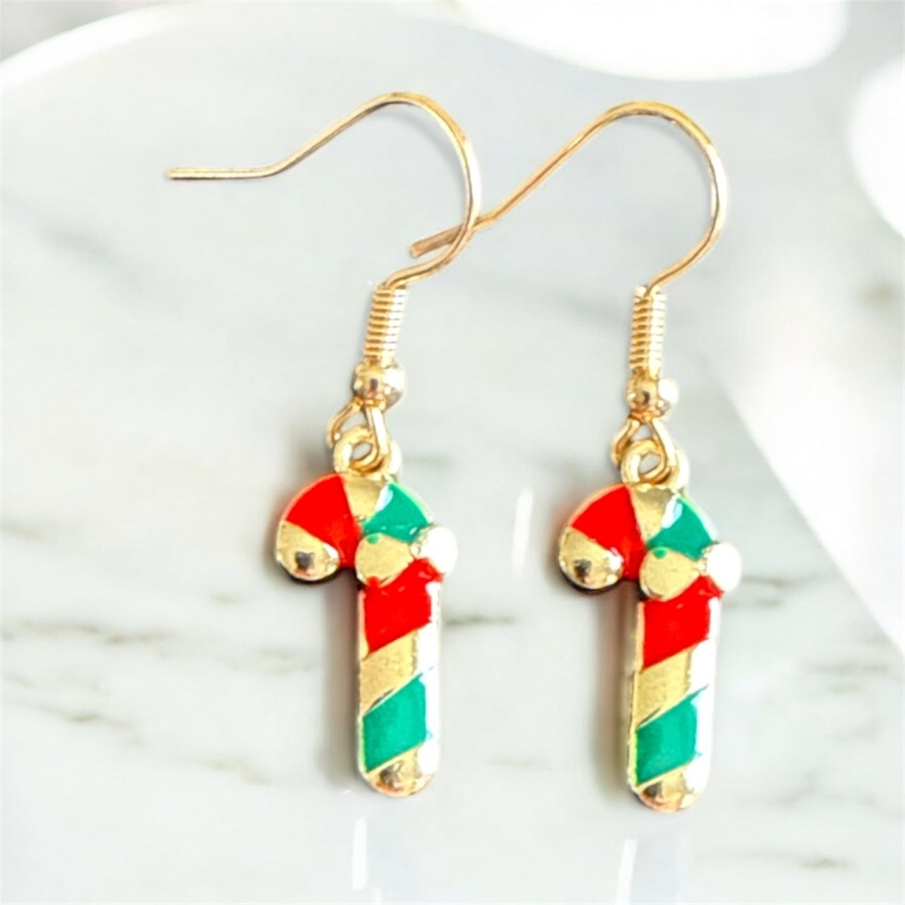 Candy Cane Christmas Earrings