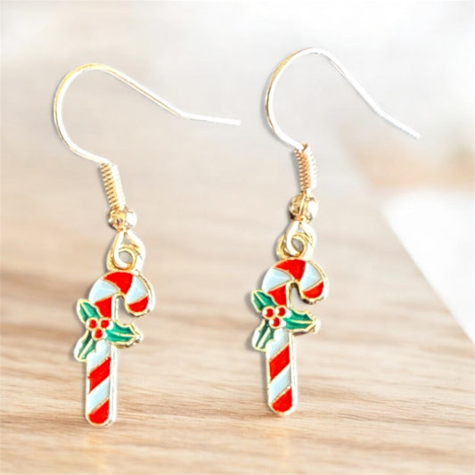 Candy Cane Christmas Earrings