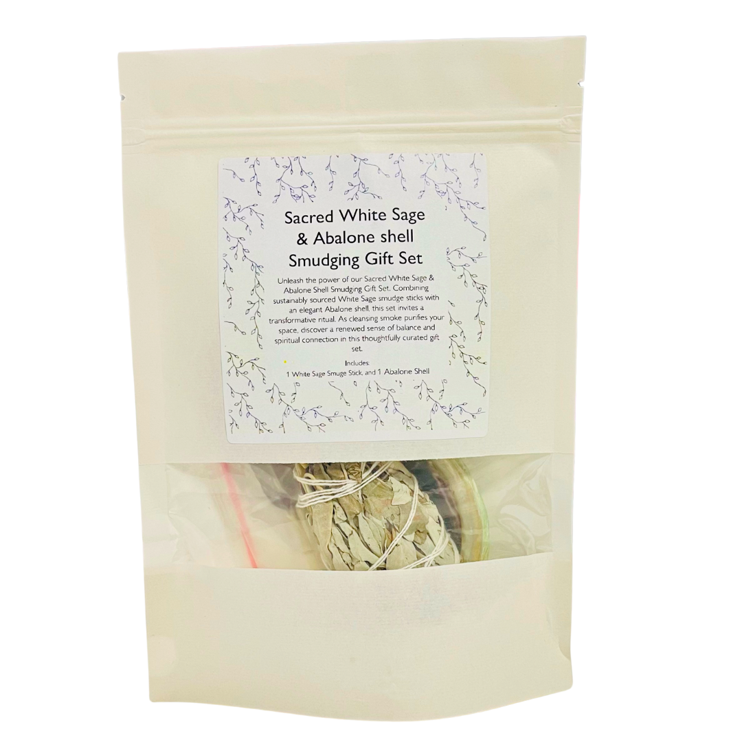 Mini White Sage and Abalone Shell Smudging Gift Set