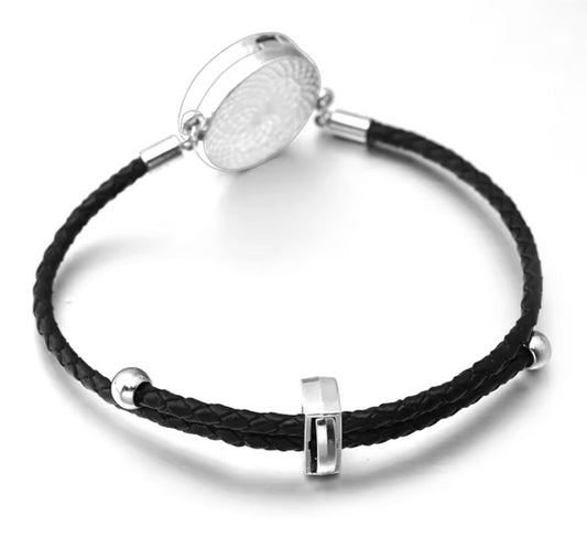 Leather and Stainless Steel Adjustable Aromatherapy Bracelet