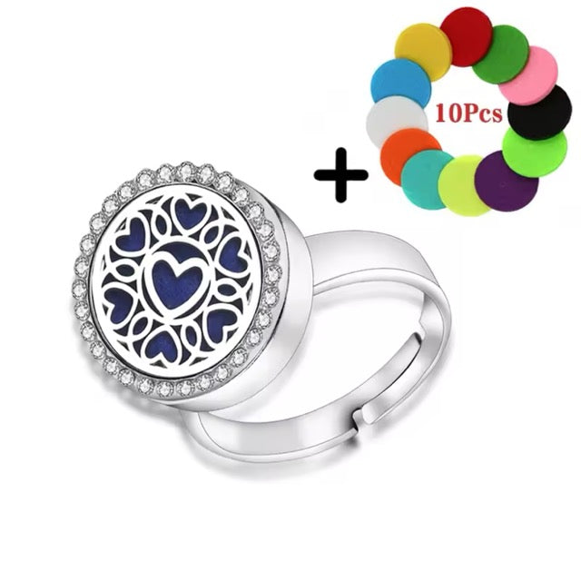 Adjustable Essential Oil Stainless Steel Heart Ring