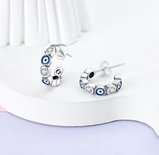 Sterling Silver Evil Eye Earrings