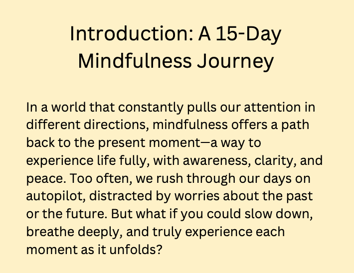 15 Day Mindfulness Challenge - Mini e-book