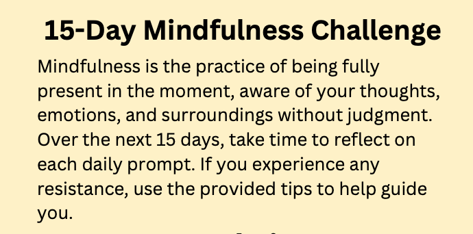 15 Day Mindfulness Challenge - Mini e-book