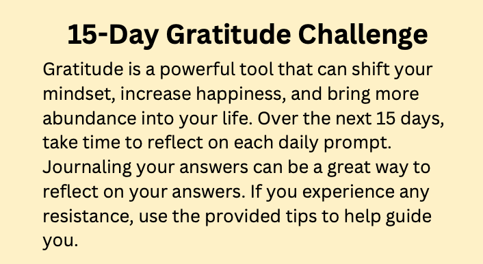 15 Day Gratitude Challenge - Mini e-book