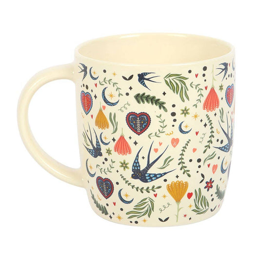 Mug with decorative pattern on a white background