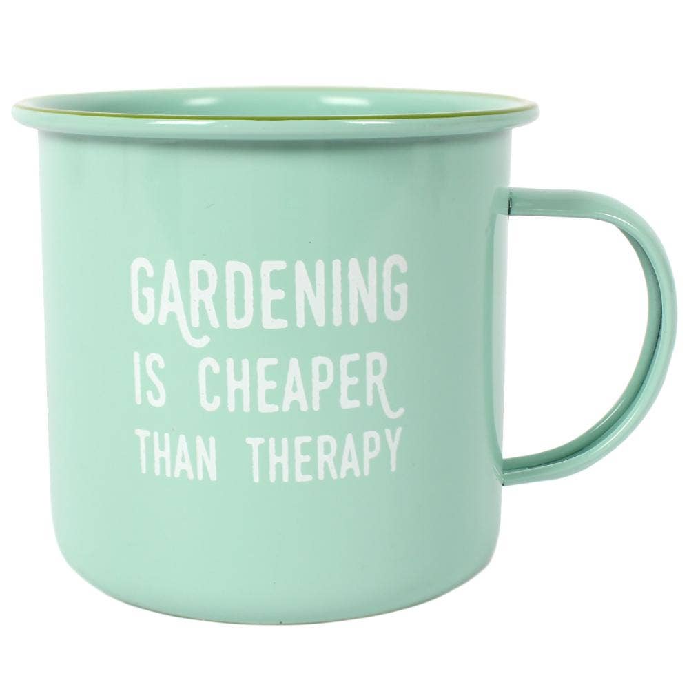 Gardening Therapy Enamel Mug – Mint Green