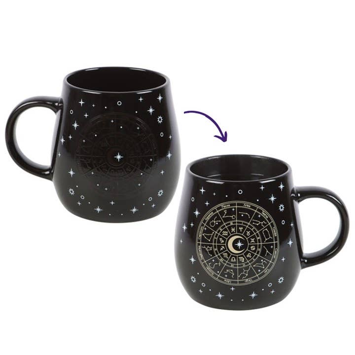 Astrology Wheel Heat Reveal Mug – Celestial Black