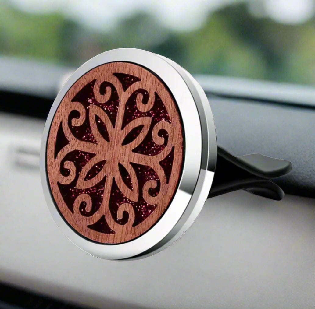 Vintage Wood & Stainless Steel Essential Oil Car Diffuser